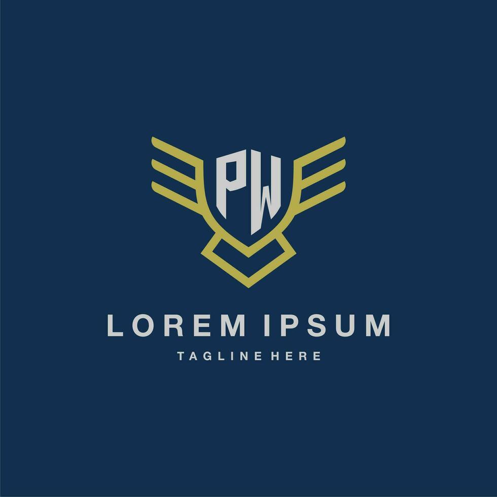 PW initial monogram logo for creative eagle line image vector design