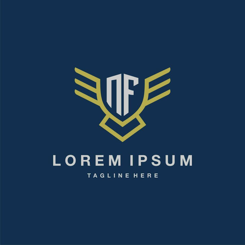 NF initial monogram logo for creative eagle line image vector design