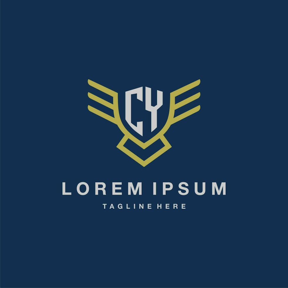 CY initial monogram logo for creative eagle line image vector design