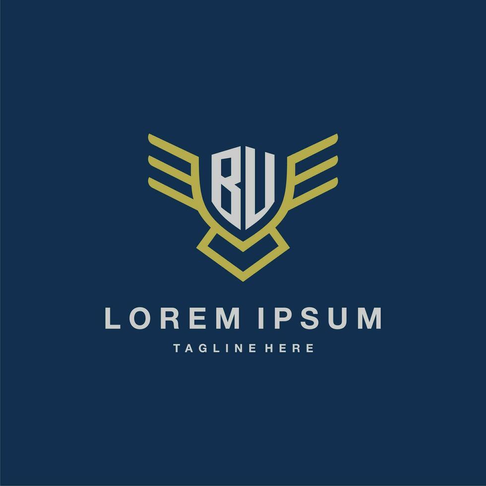 BU initial monogram logo for creative eagle line image vector design