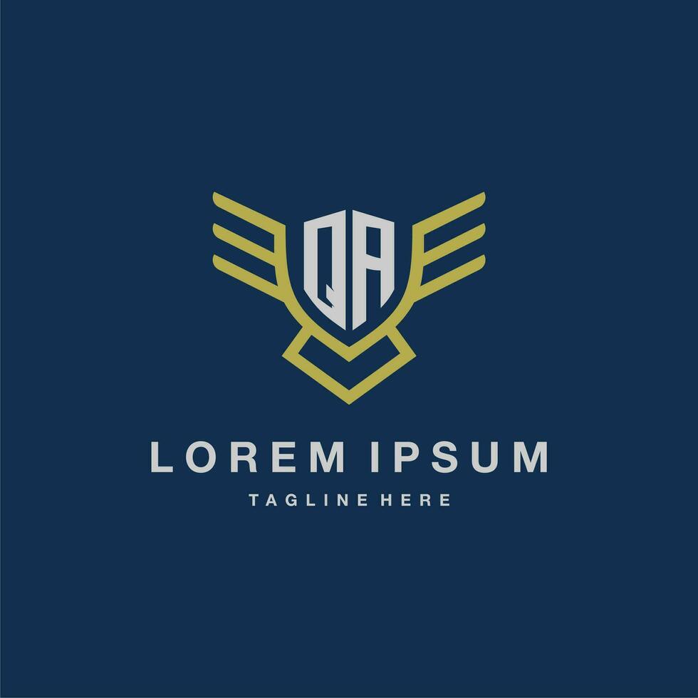 QA initial monogram logo for creative eagle line image vector design