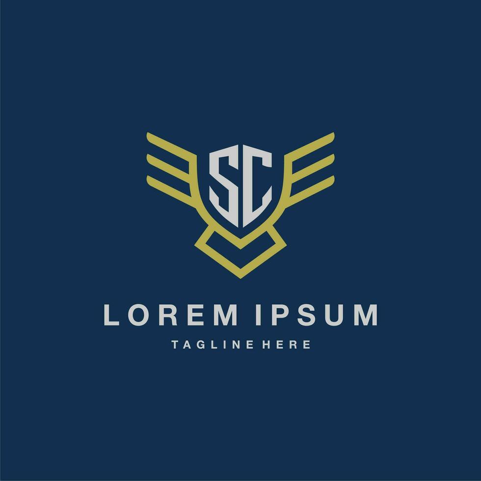 SC initial monogram logo for creative eagle line image vector design