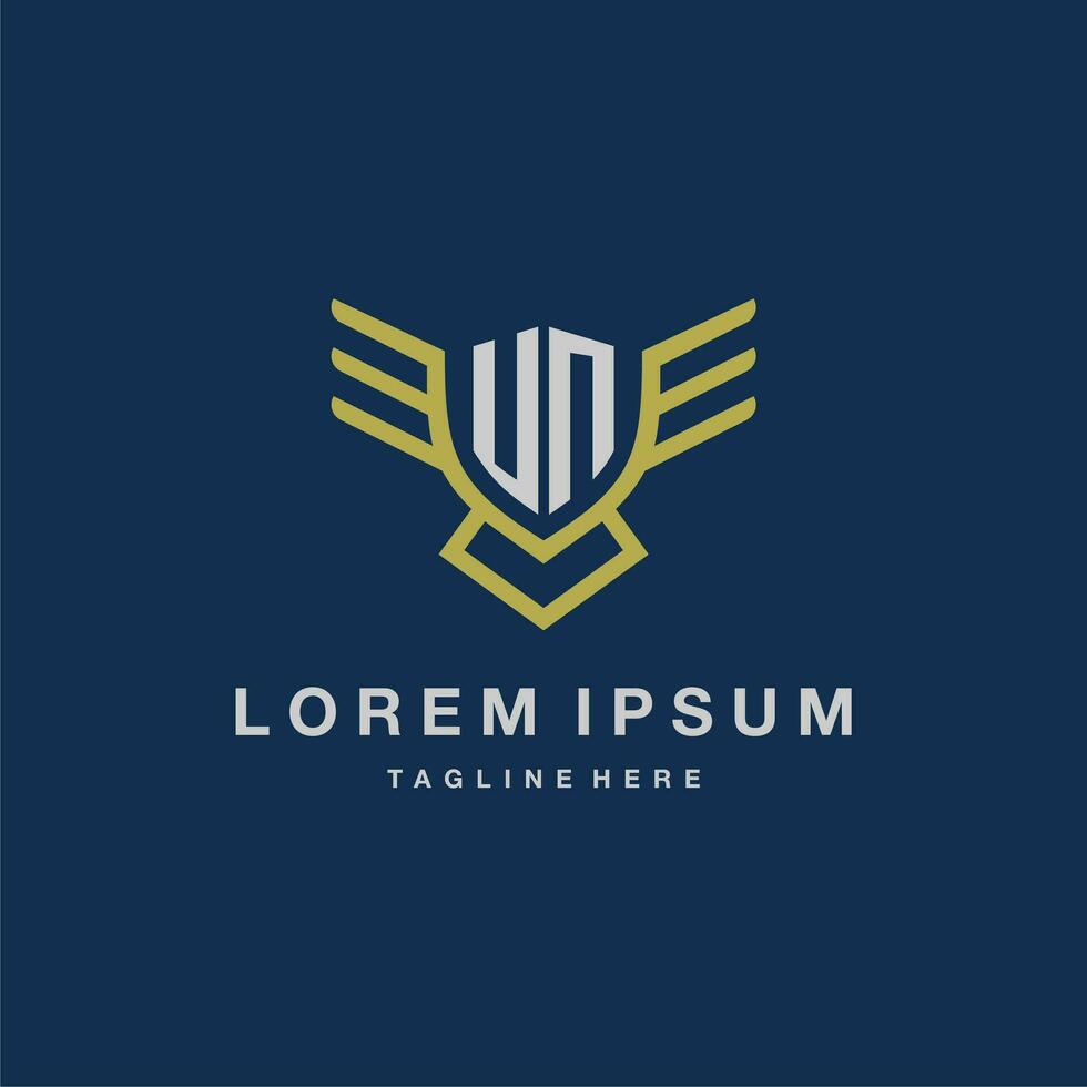 UN initial monogram logo for creative eagle line image vector design
