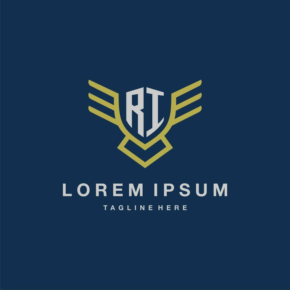 RI initial monogram logo for creative eagle line image vector design