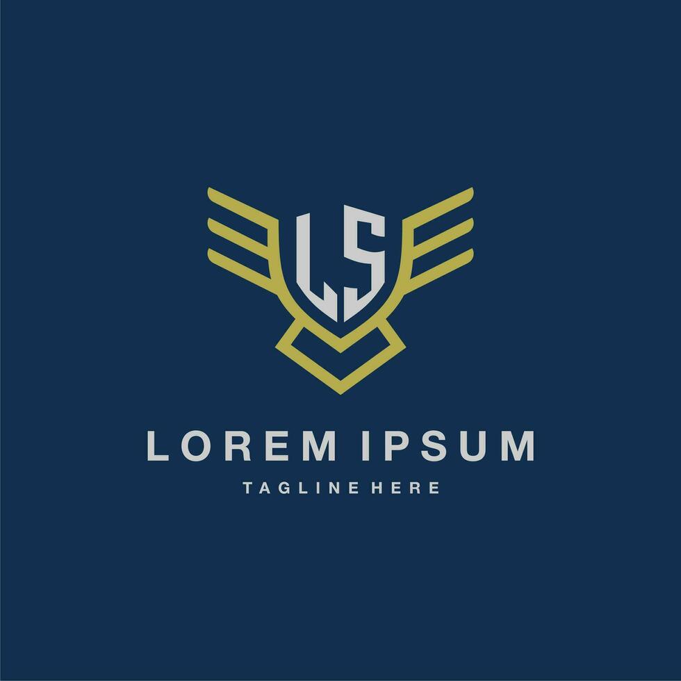 LS initial monogram logo for creative eagle line image vector design