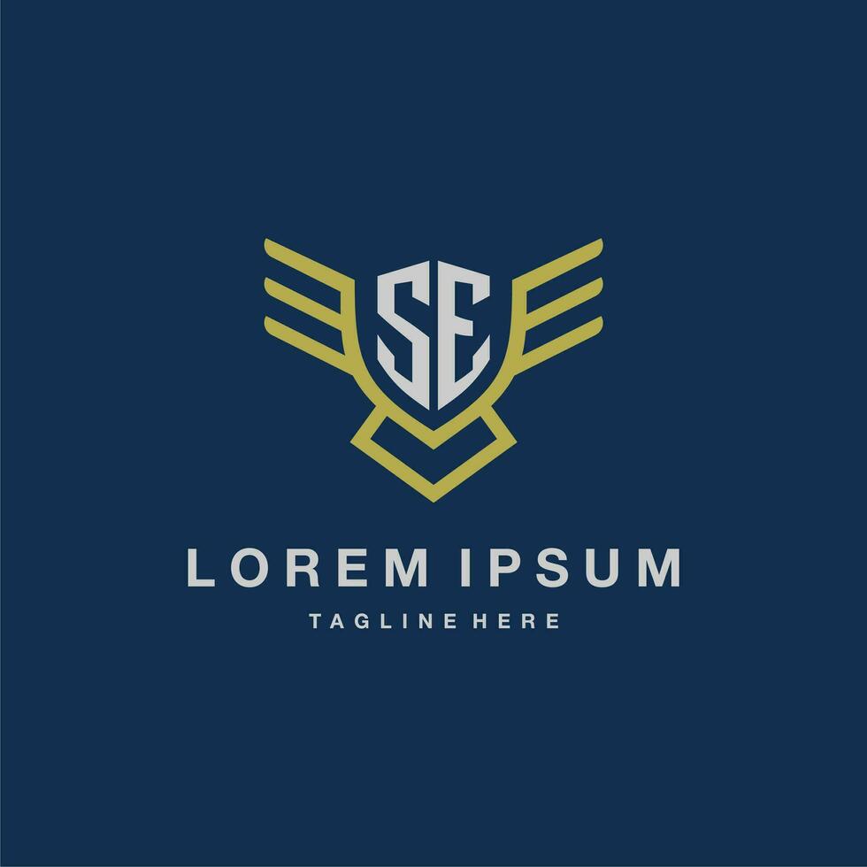 SE initial monogram logo for creative eagle line image vector design