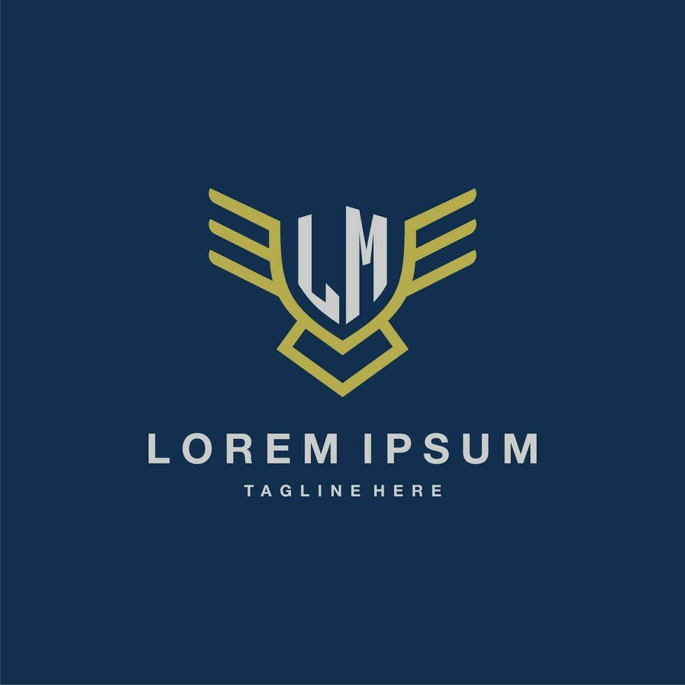 LM initial monogram logo for creative eagle line image vector design