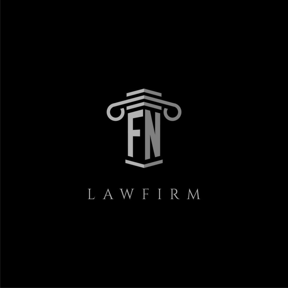 fn inicial monograma logo bufete de abogados con pilar diseño vector