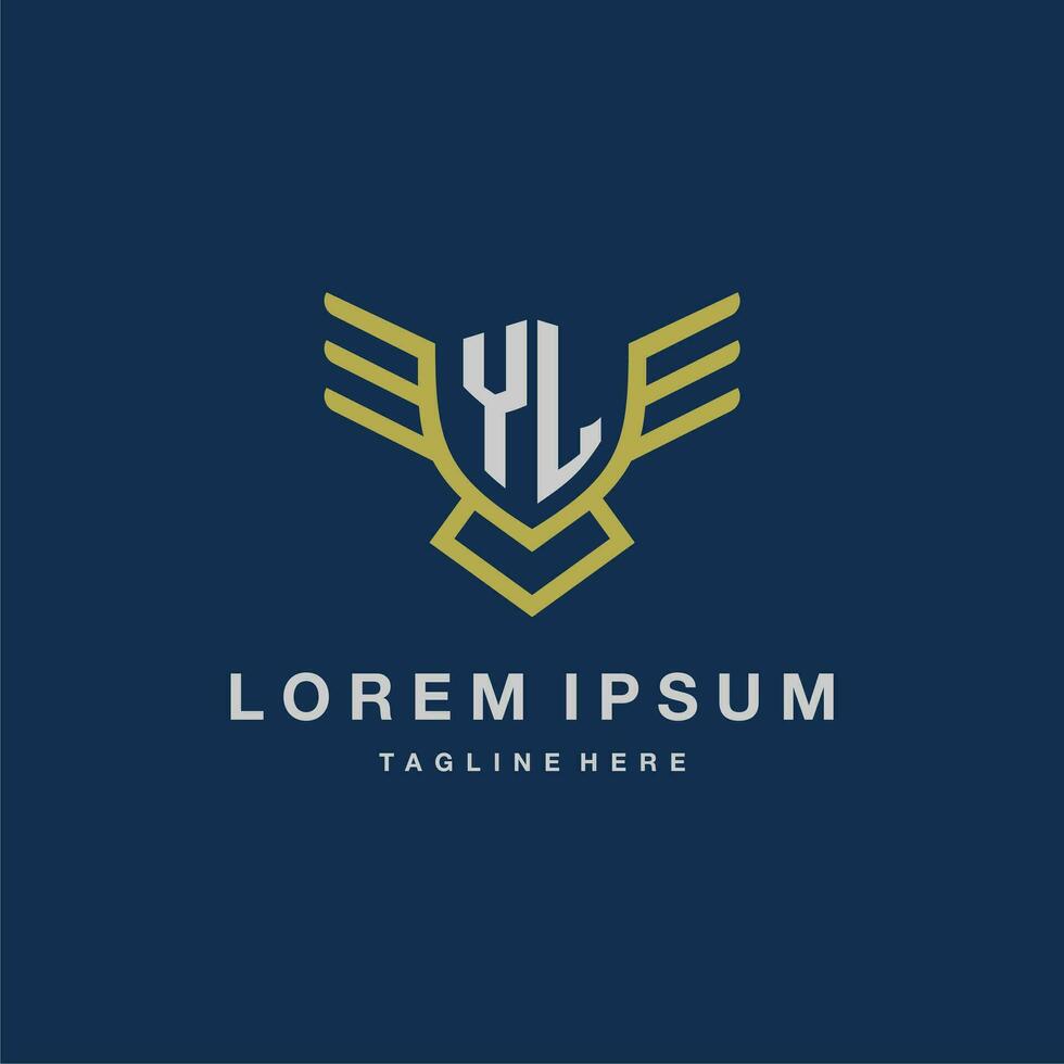 YL initial monogram logo for creative eagle line image vector design