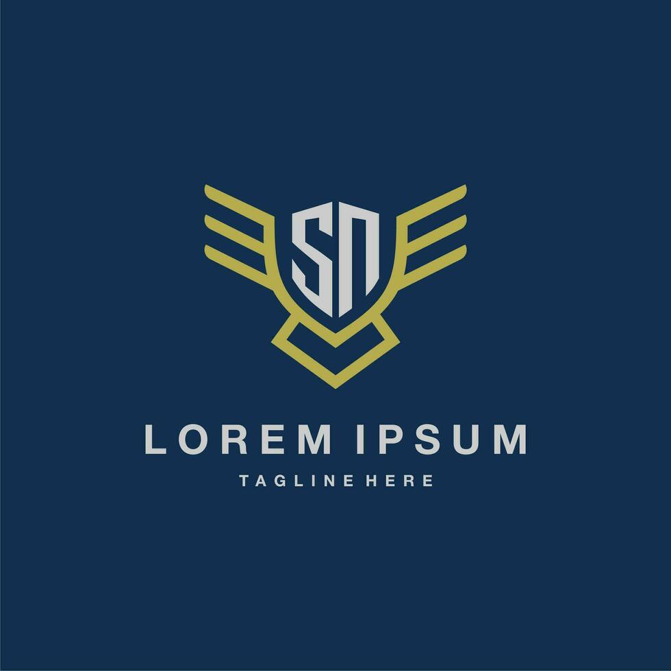SN initial monogram logo for creative eagle line image vector design