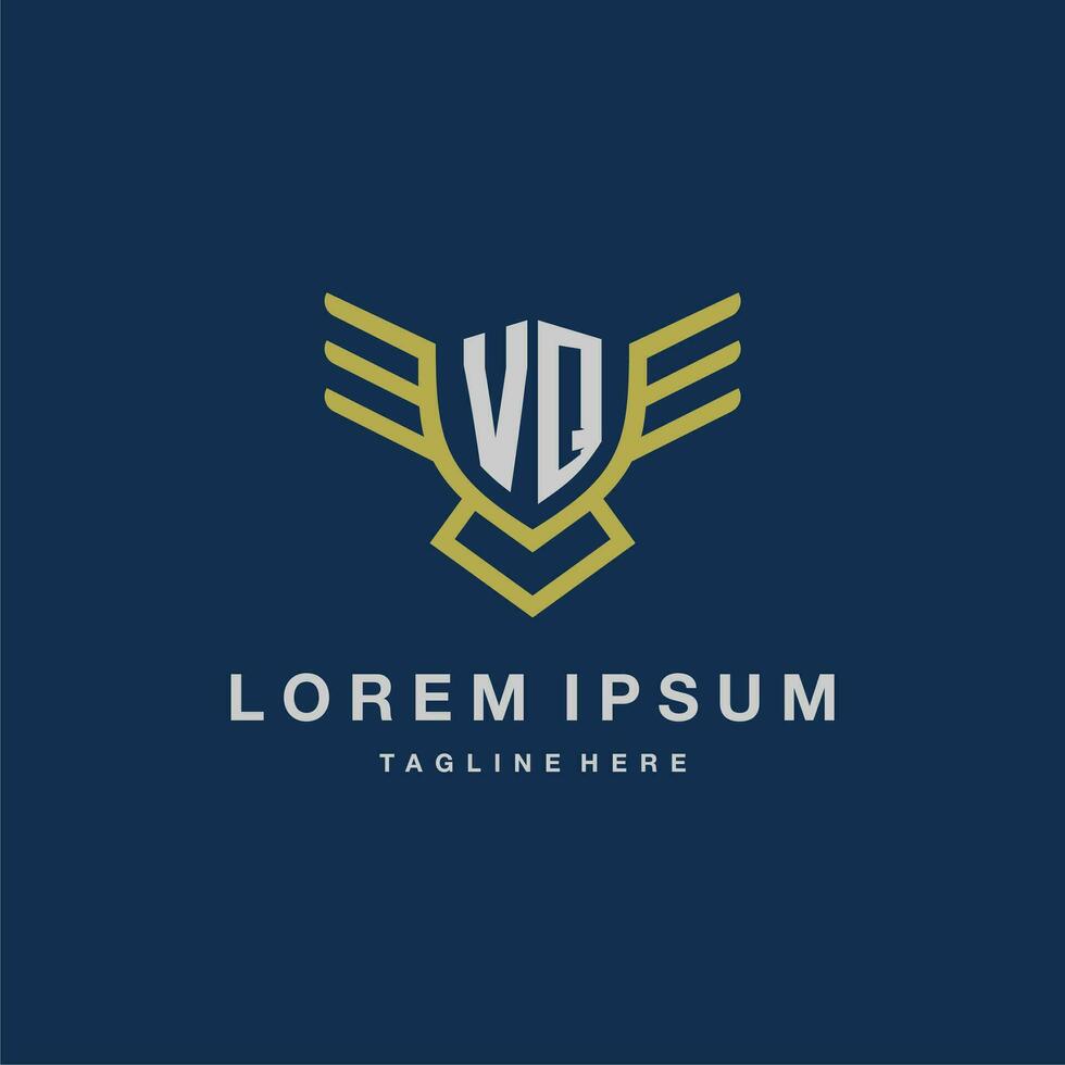 VQ initial monogram logo for creative eagle line image vector design