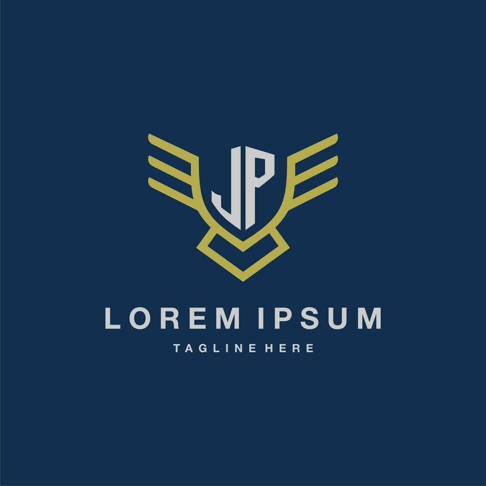 JP initial monogram logo for creative eagle line image vector design