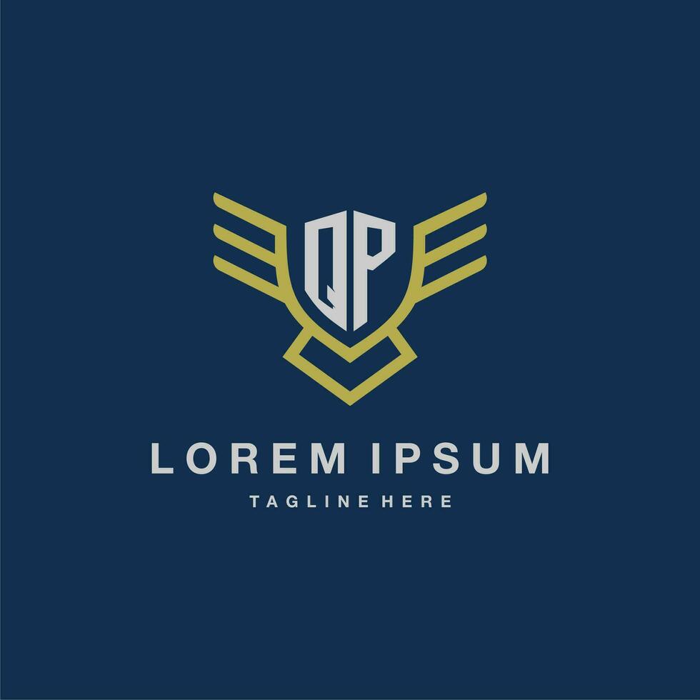 QP initial monogram logo for creative eagle line image vector design