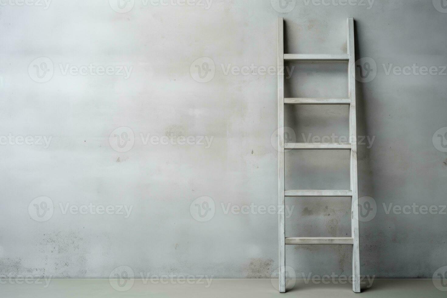 Blank dirty grunge wall with ladder. Generative AI photo