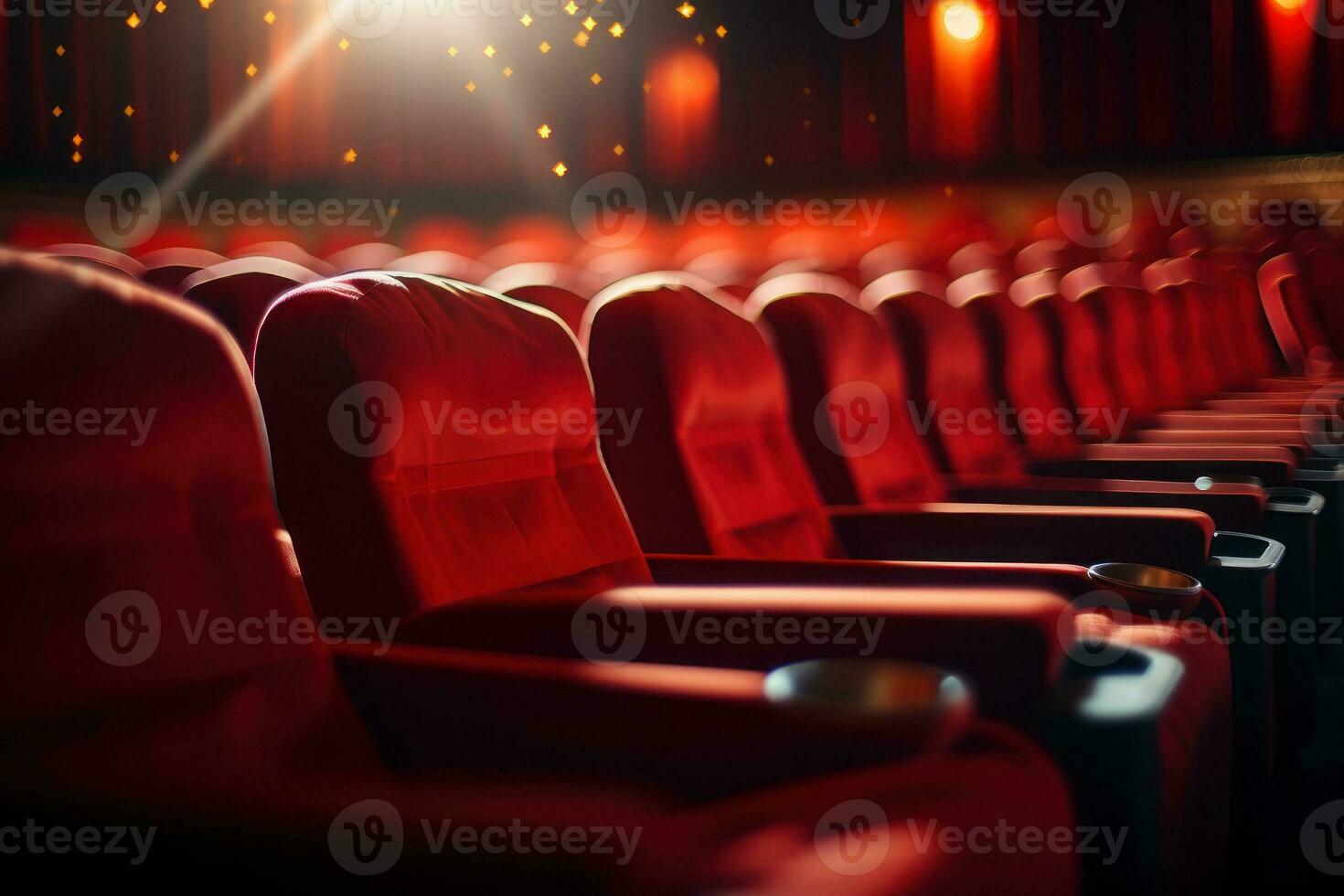 Empty cinema hall, blurred. Generative AI photo