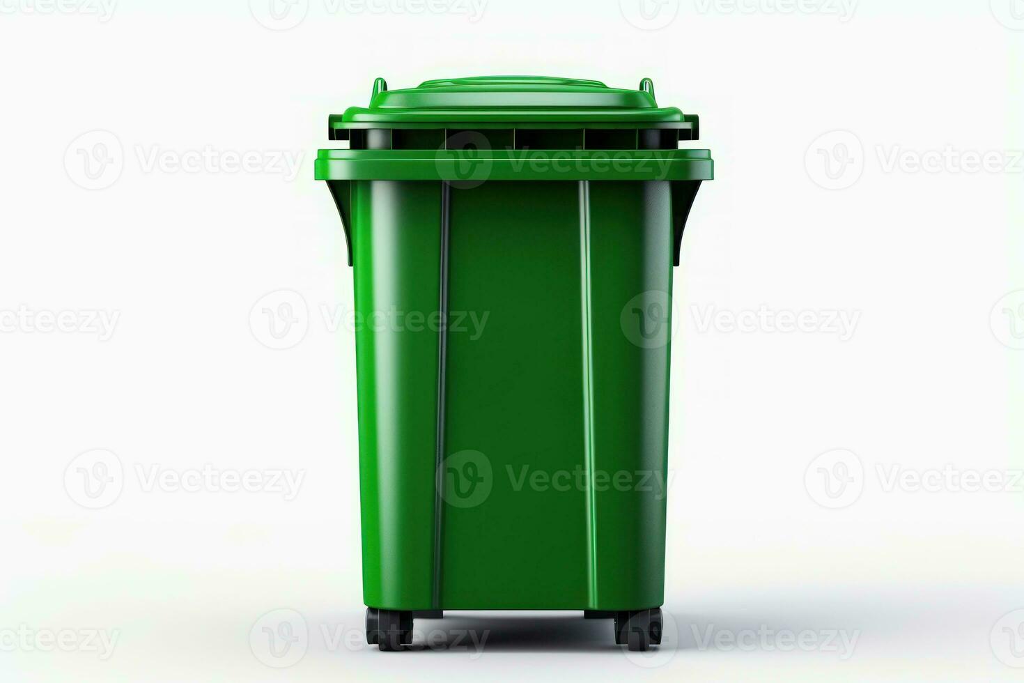 Green bin isolated on white background. Generative AI photo