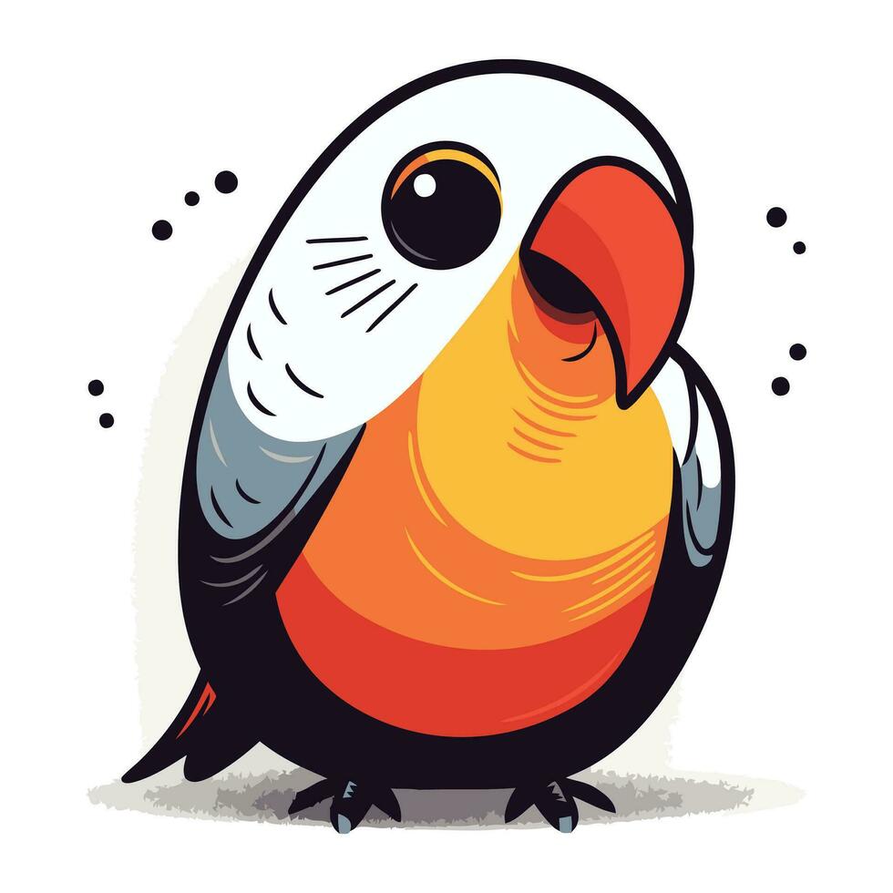 Parrot. Cute cartoon parrot on white background. Vector illustration.