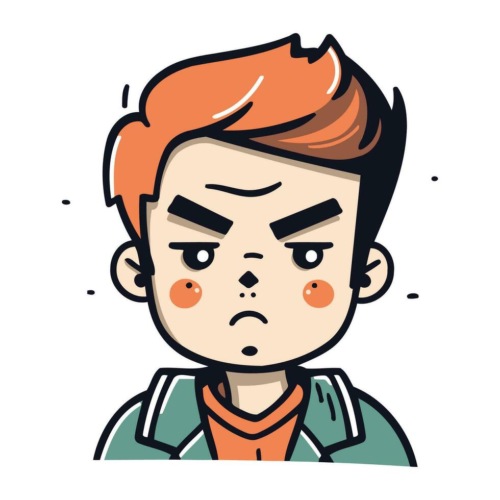 Angry man cartoon character. Vector illustration in a flat style.