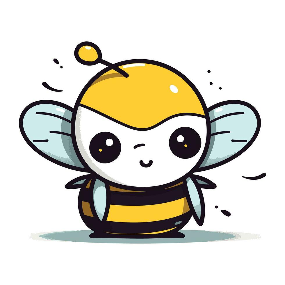 linda dibujos animados abeja. vector ilustración. aislado en blanco antecedentes.