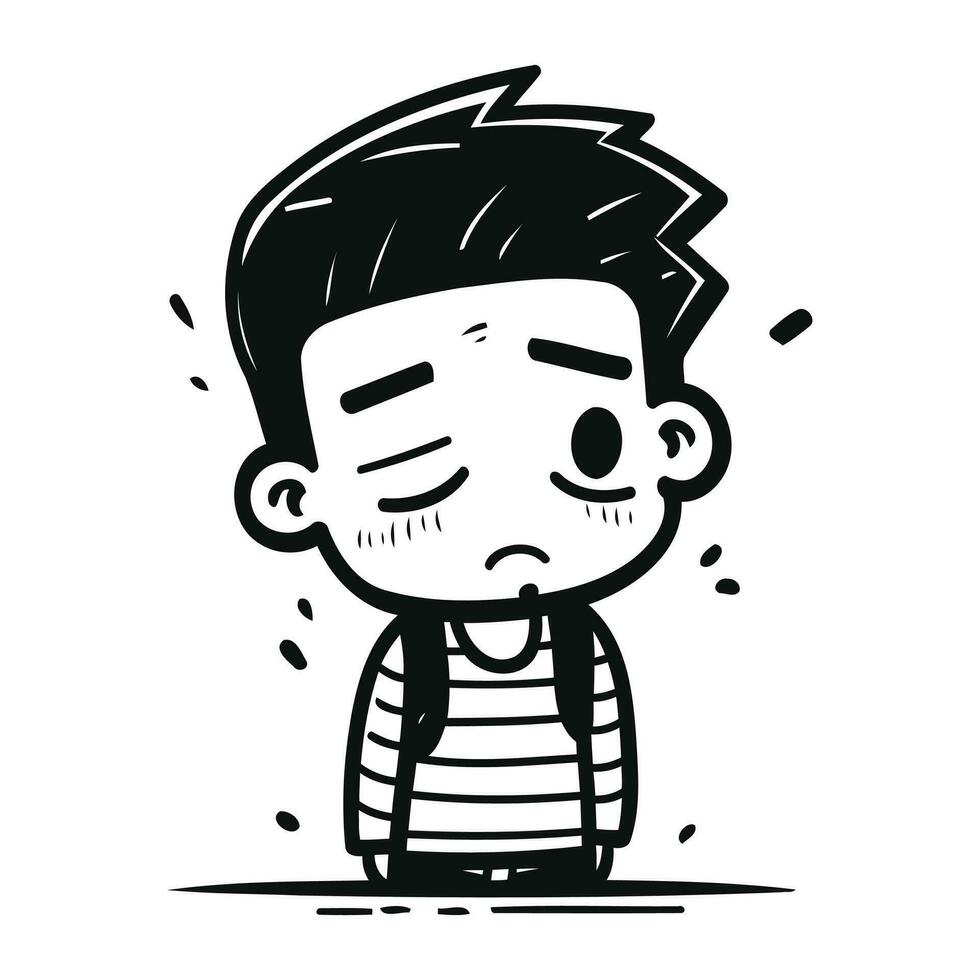 Crying cartoon boy. Vector illustration in doodle style.