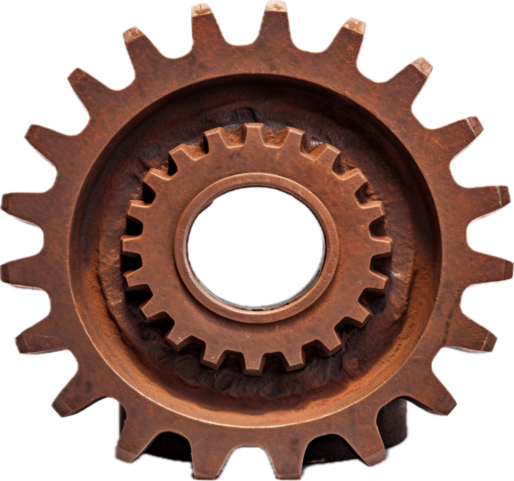 Rusty cog wheel png with AI generated.