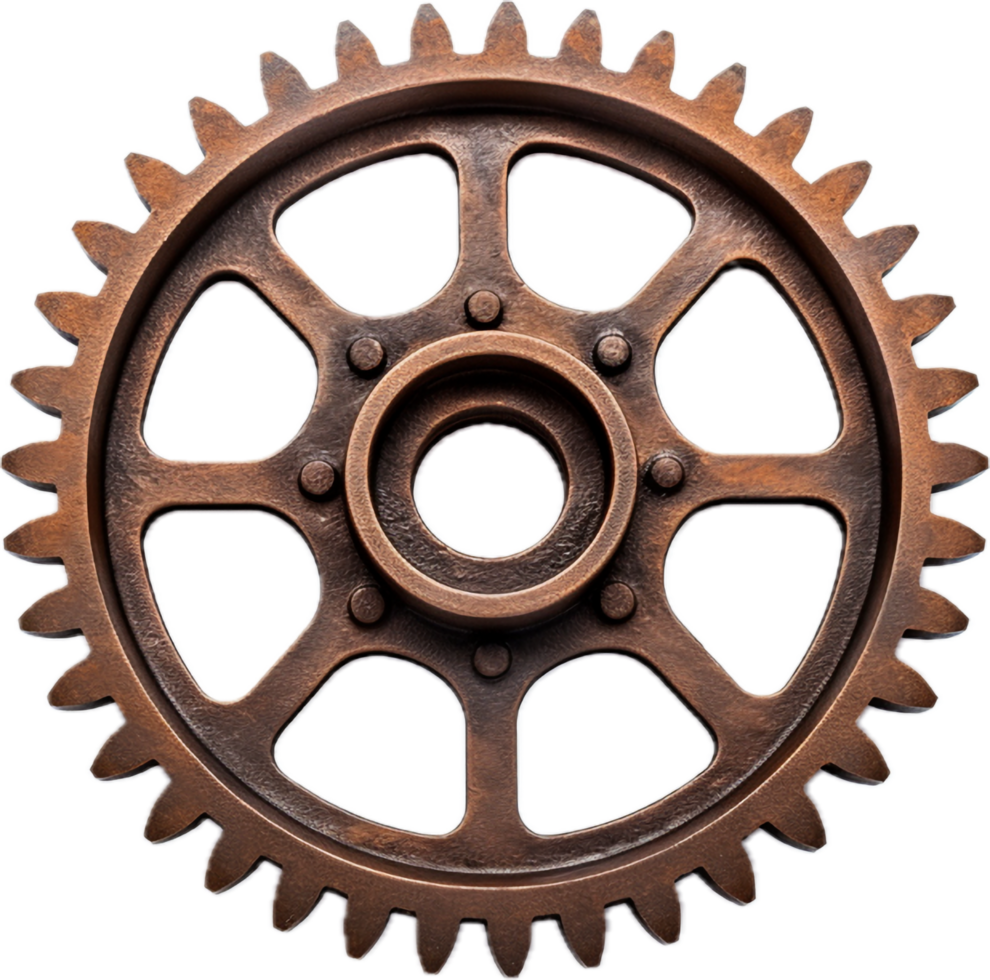 Rusty cog wheel png with AI generated.
