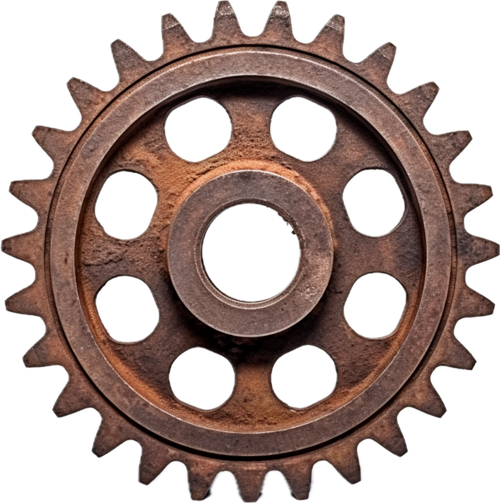 Rusty cog wheel png with AI generated.