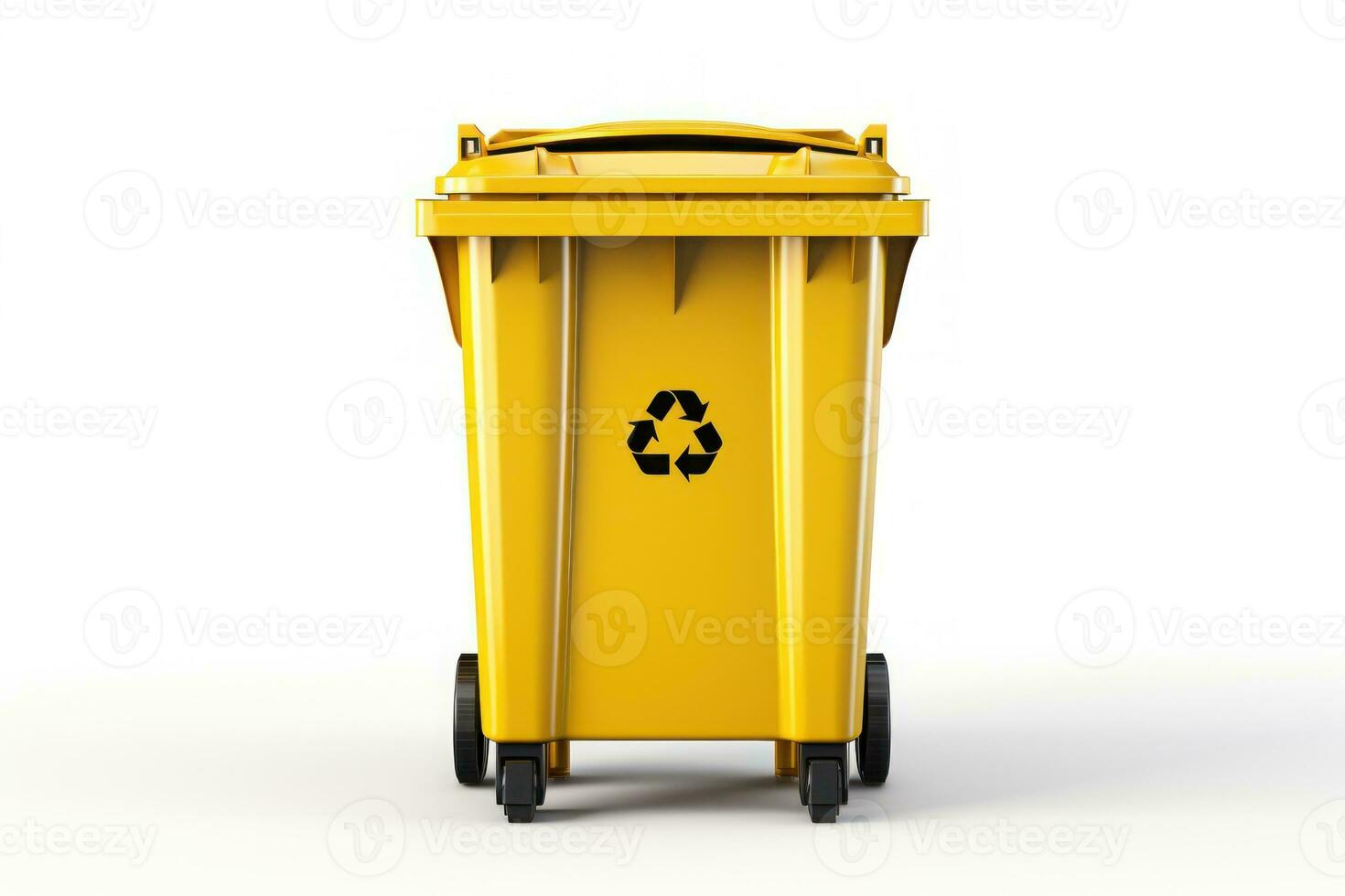 Yellow bin isolated on white background. Generative AI photo