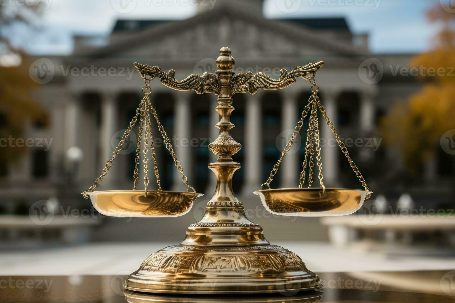 Justice in front of courthouses, concept of human protection. Generative AI photo