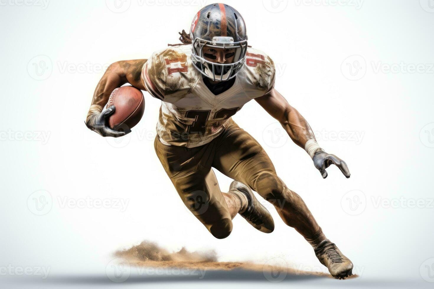 Man playing american football isolated on white background. Generative AI photo