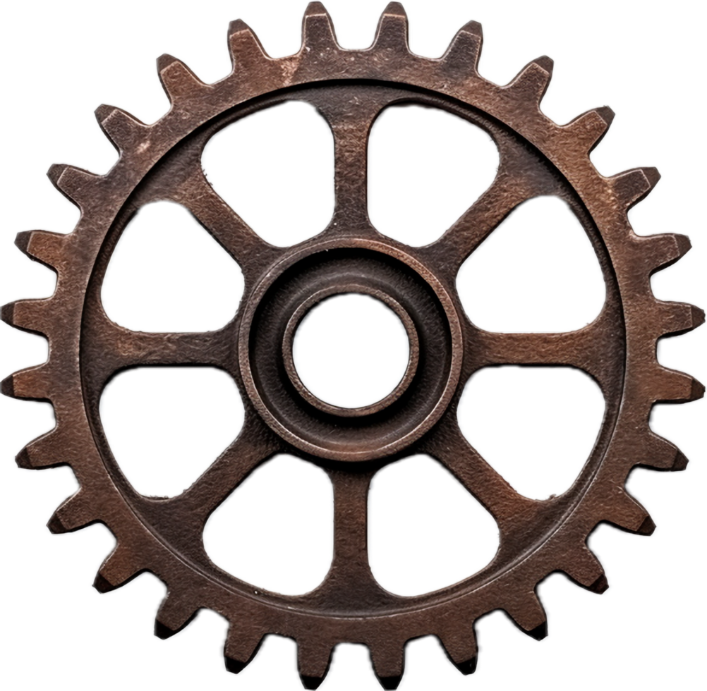 Rusty cog wheel png with AI generated.