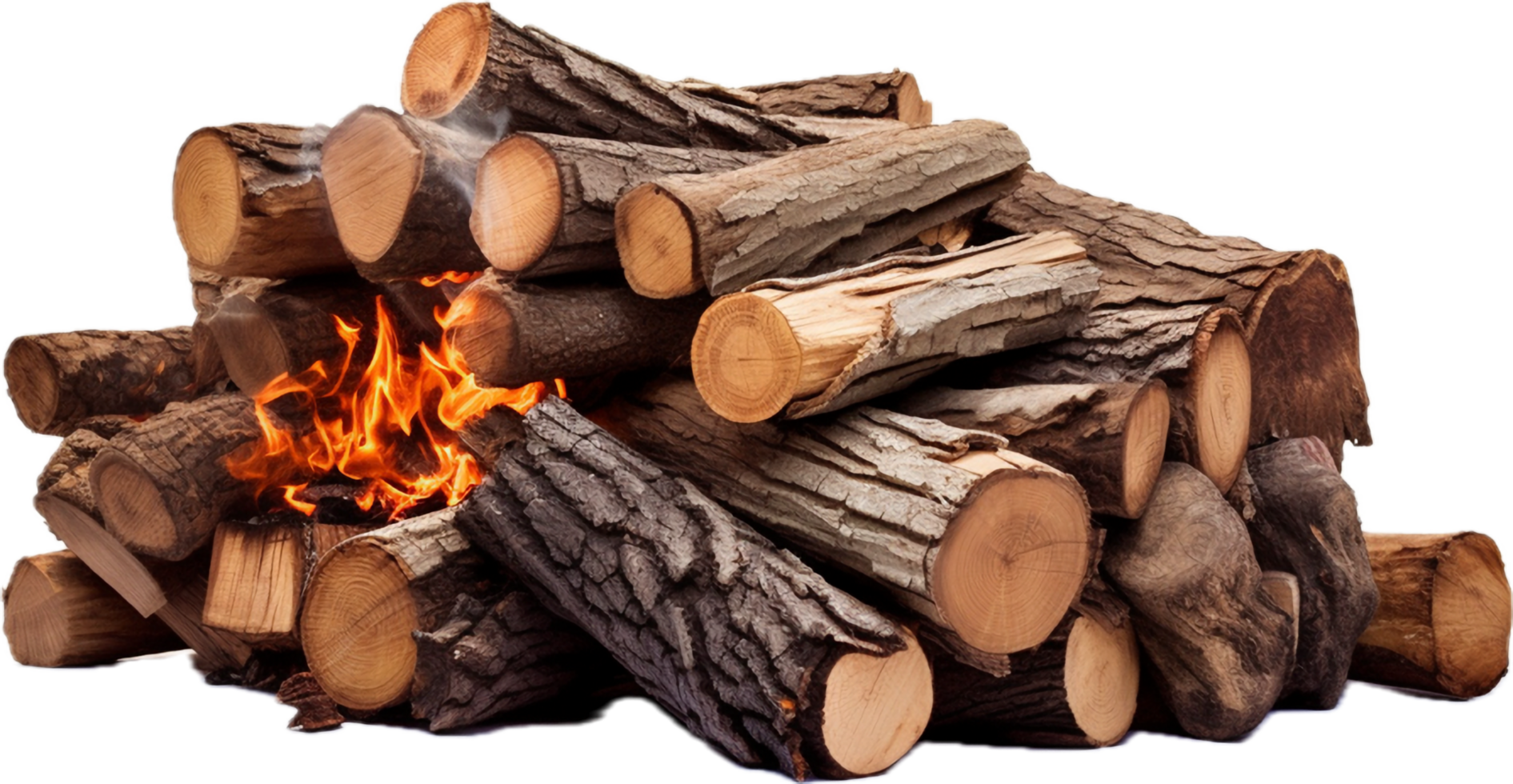 Fire logs png with AI generated.