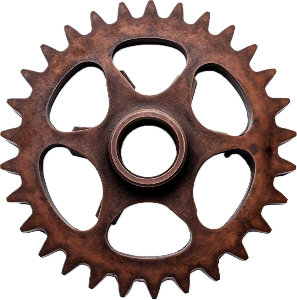 Rusty cog wheel png with AI generated.