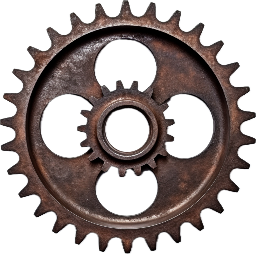 Rusty cog wheel png with AI generated.