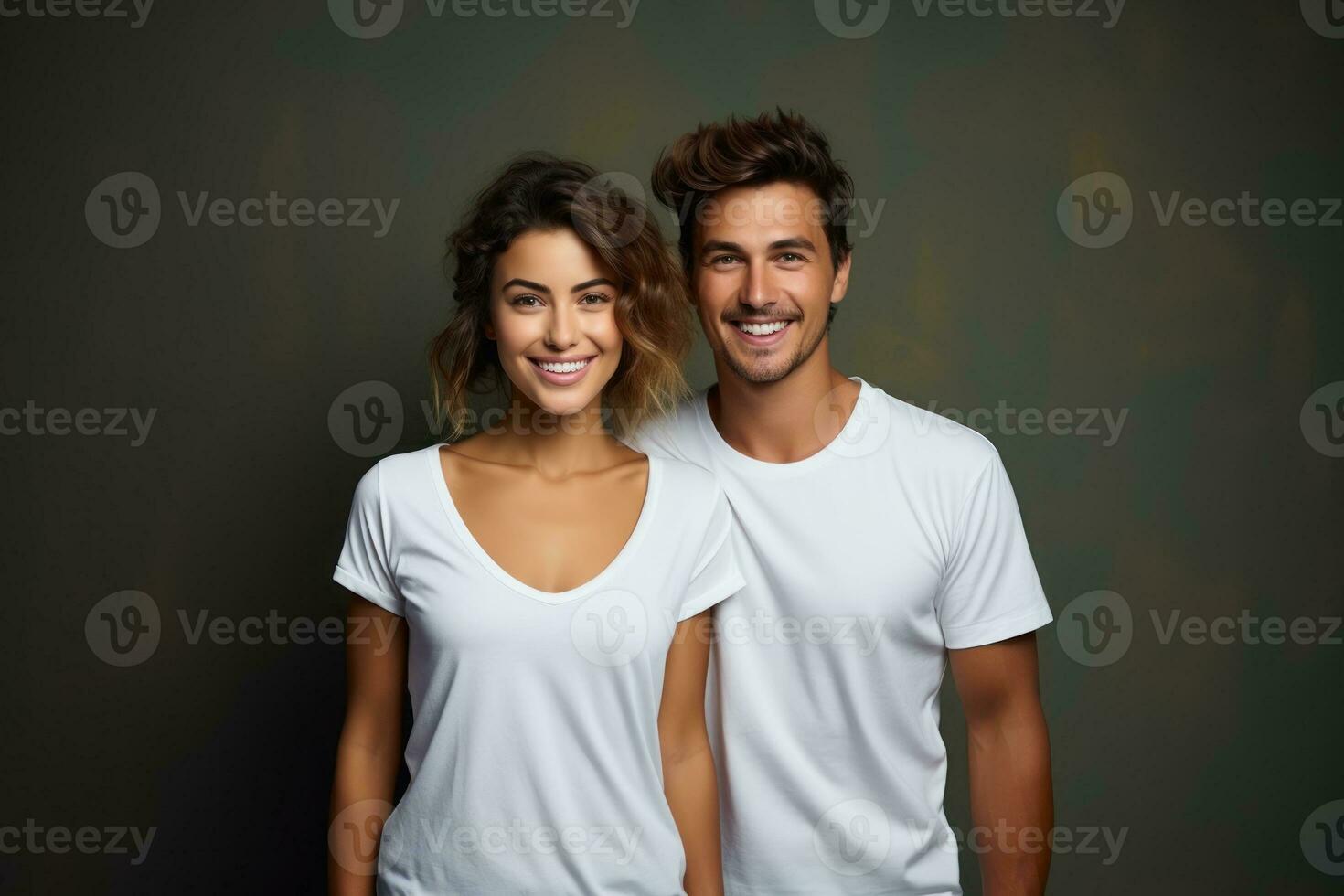 Mockup of couple in a white shirt. Generative AI photo