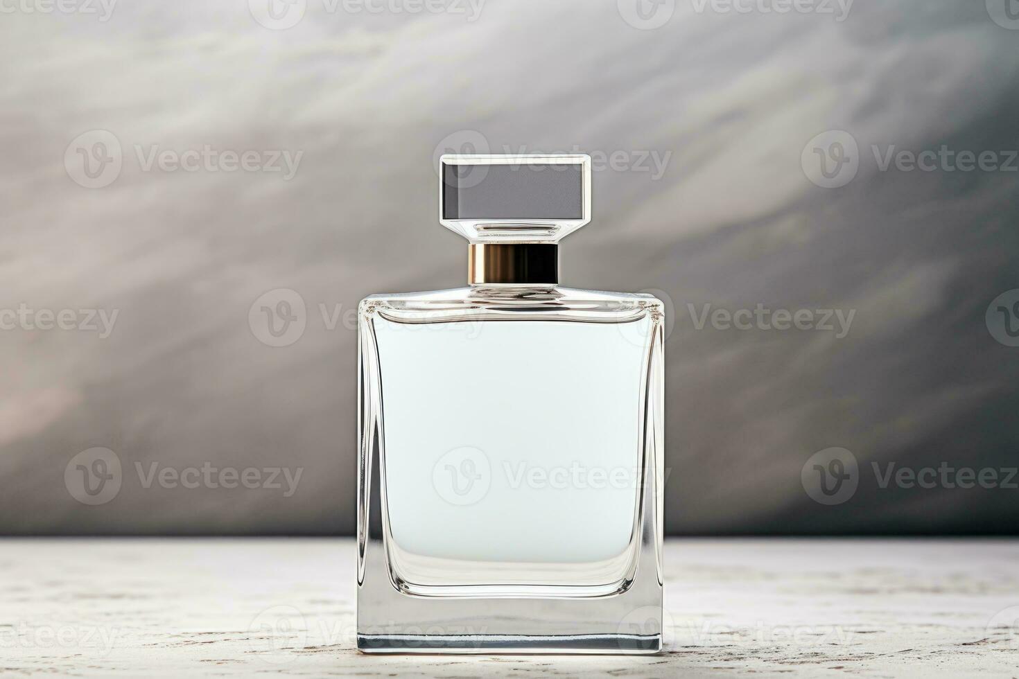 Mockup empty blank perfume bottle glass white. Generative AI photo