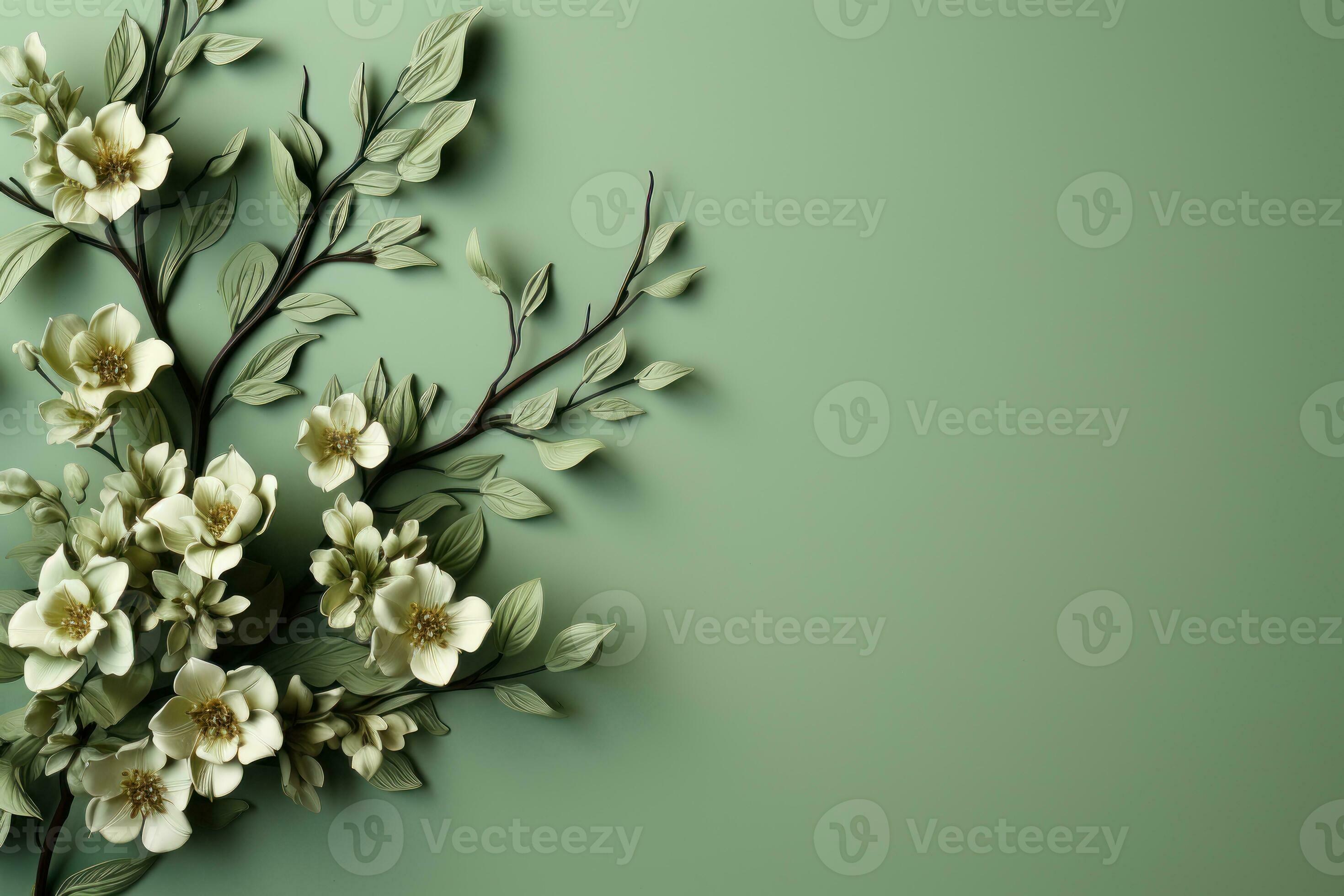 Dried Greenery on Green Background, Copy Space. Generative AI 33647576  Stock Photo at Vecteezy