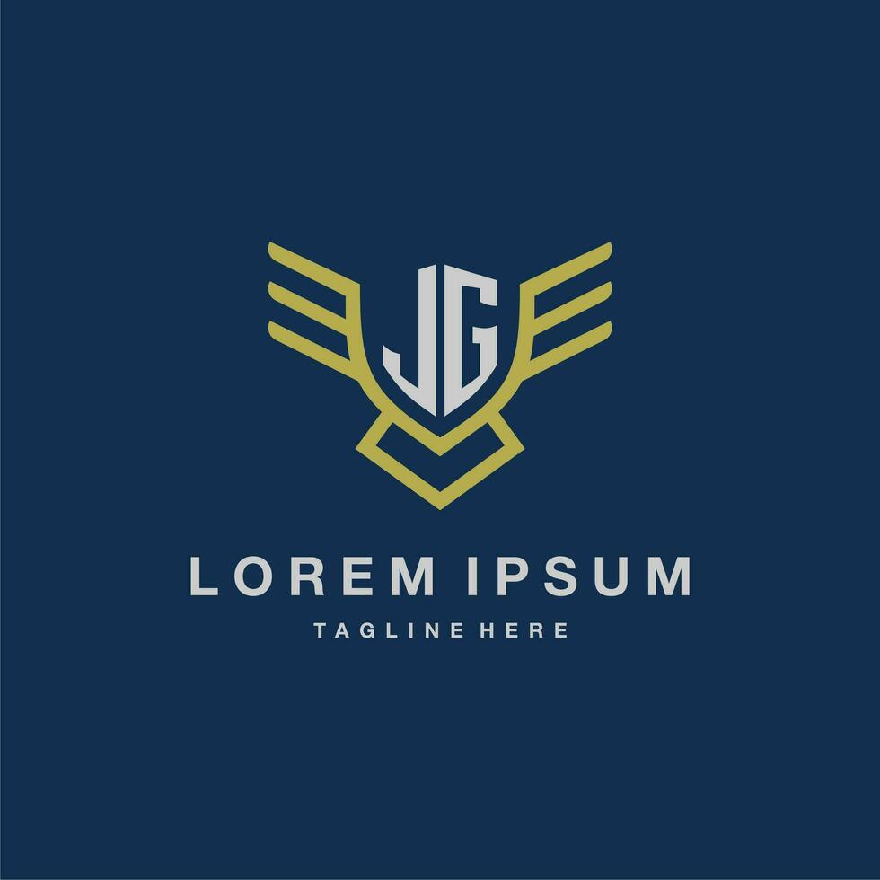 JG initial monogram logo for creative eagle line image vector design