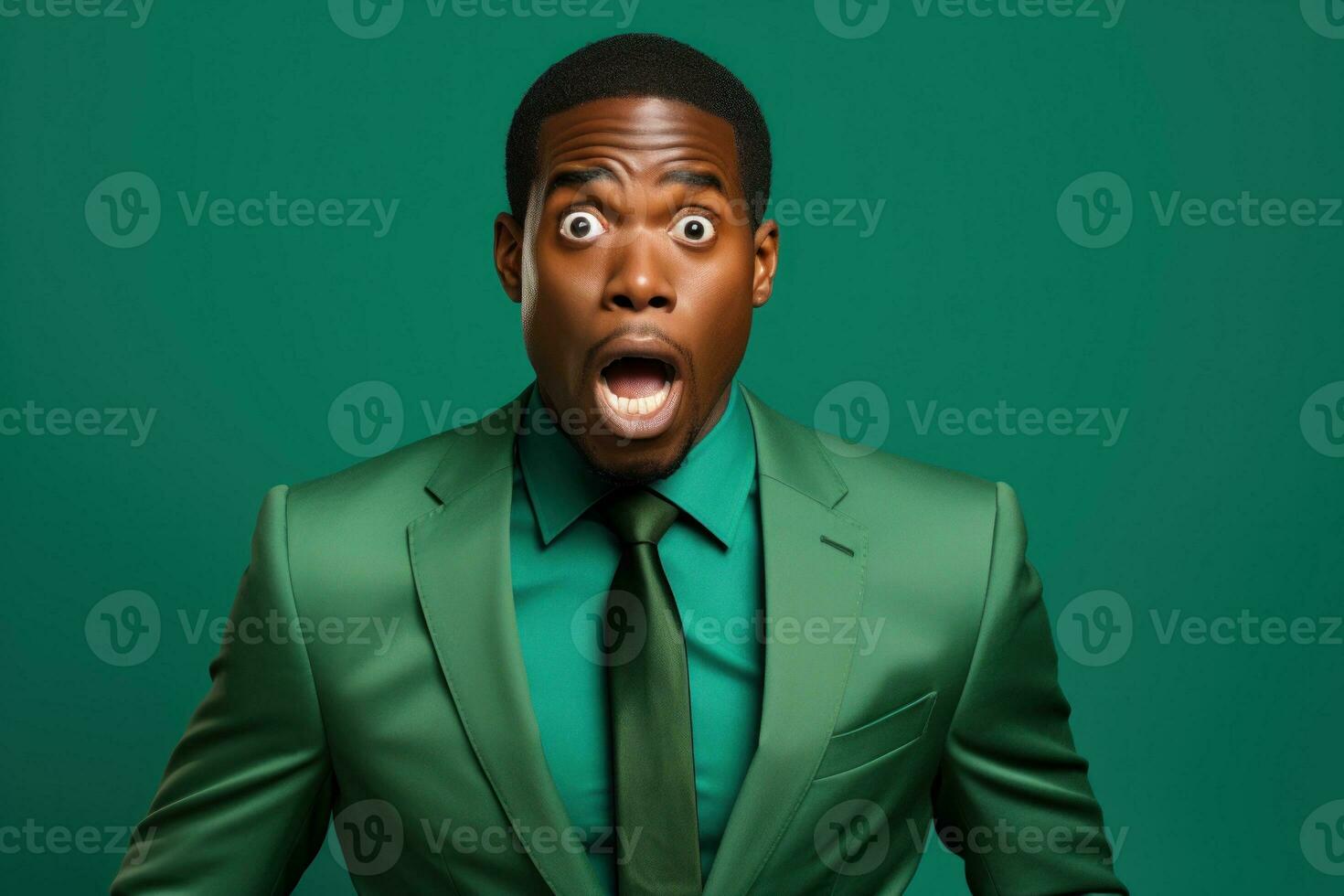 Photo of expression on his face man wearing suit. Generative AI