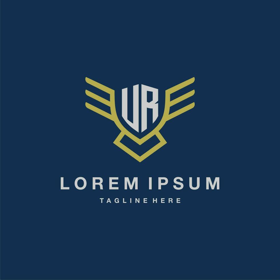 UR initial monogram logo for creative eagle line image vector design