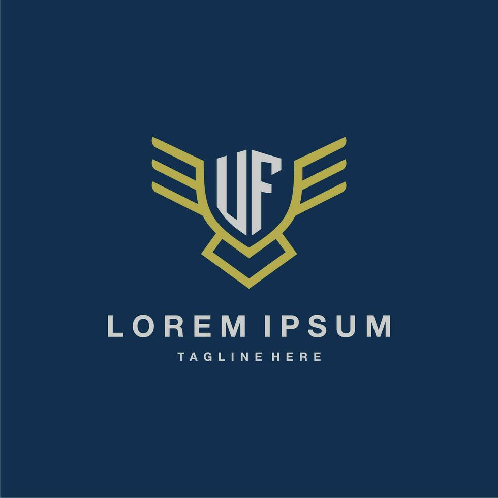 UF initial monogram logo for creative eagle line image vector design