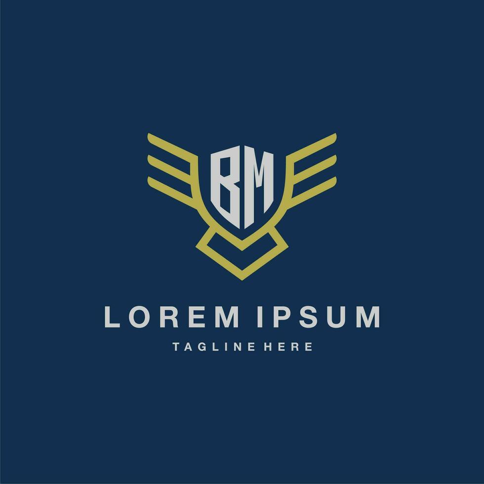 BM initial monogram logo for creative eagle line image vector design