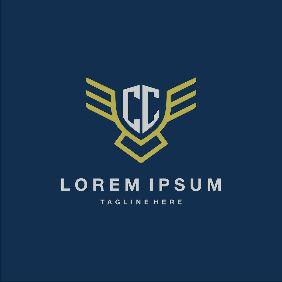 CC initial monogram logo for creative eagle line image vector design