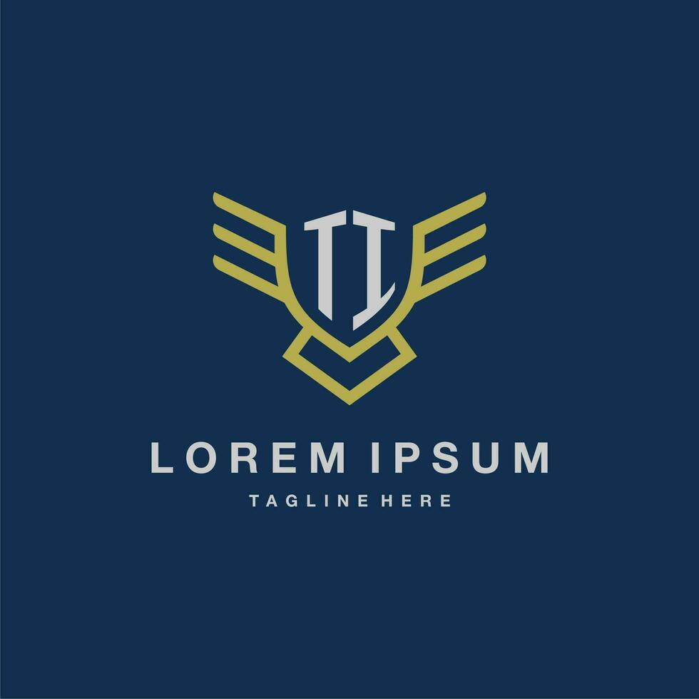 TI initial monogram logo for creative eagle line image vector design