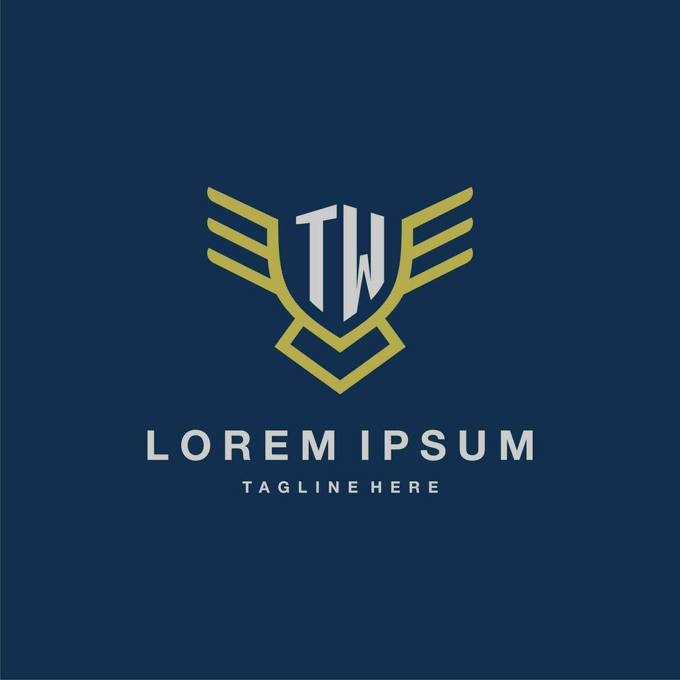 TW initial monogram logo for creative eagle line image vector design