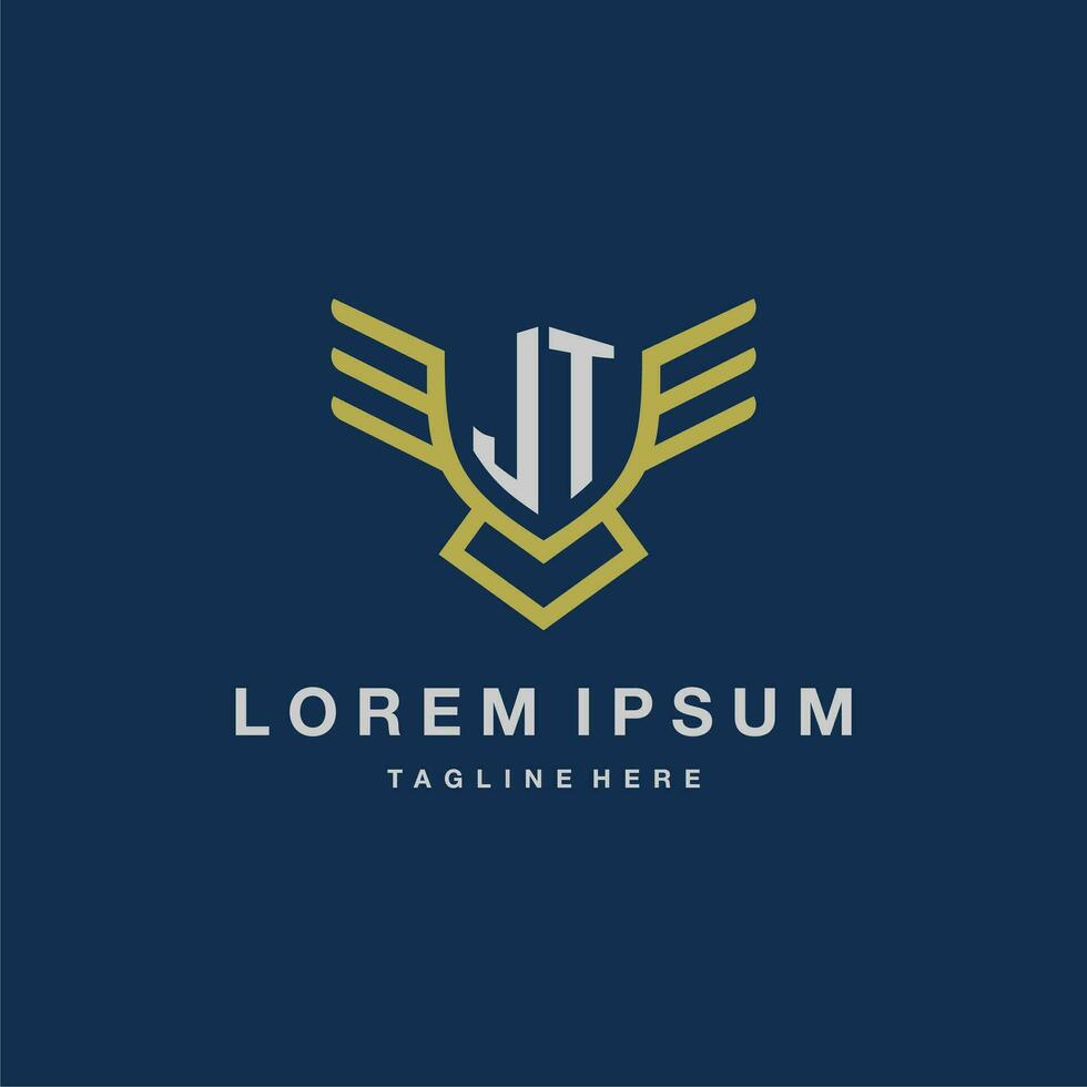 JT initial monogram logo for creative eagle line image vector design