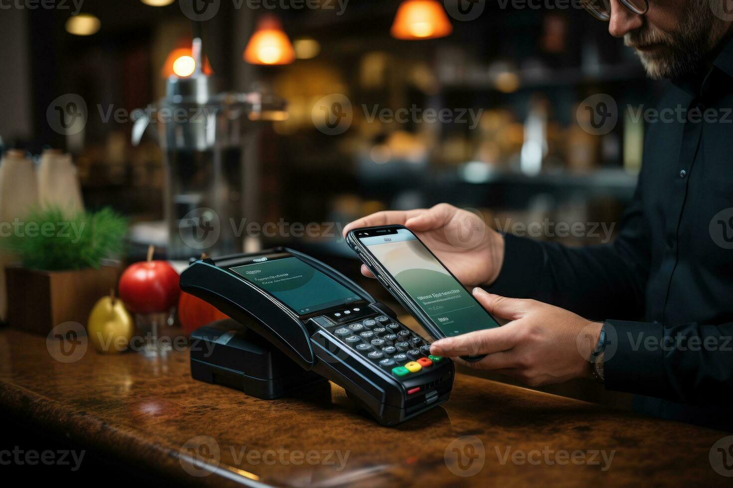 Mobile Payment via smartphone. Generative AI photo