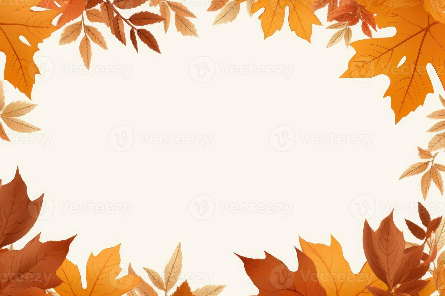 Autumn leaves on a white background With space for text. Generative AI photo