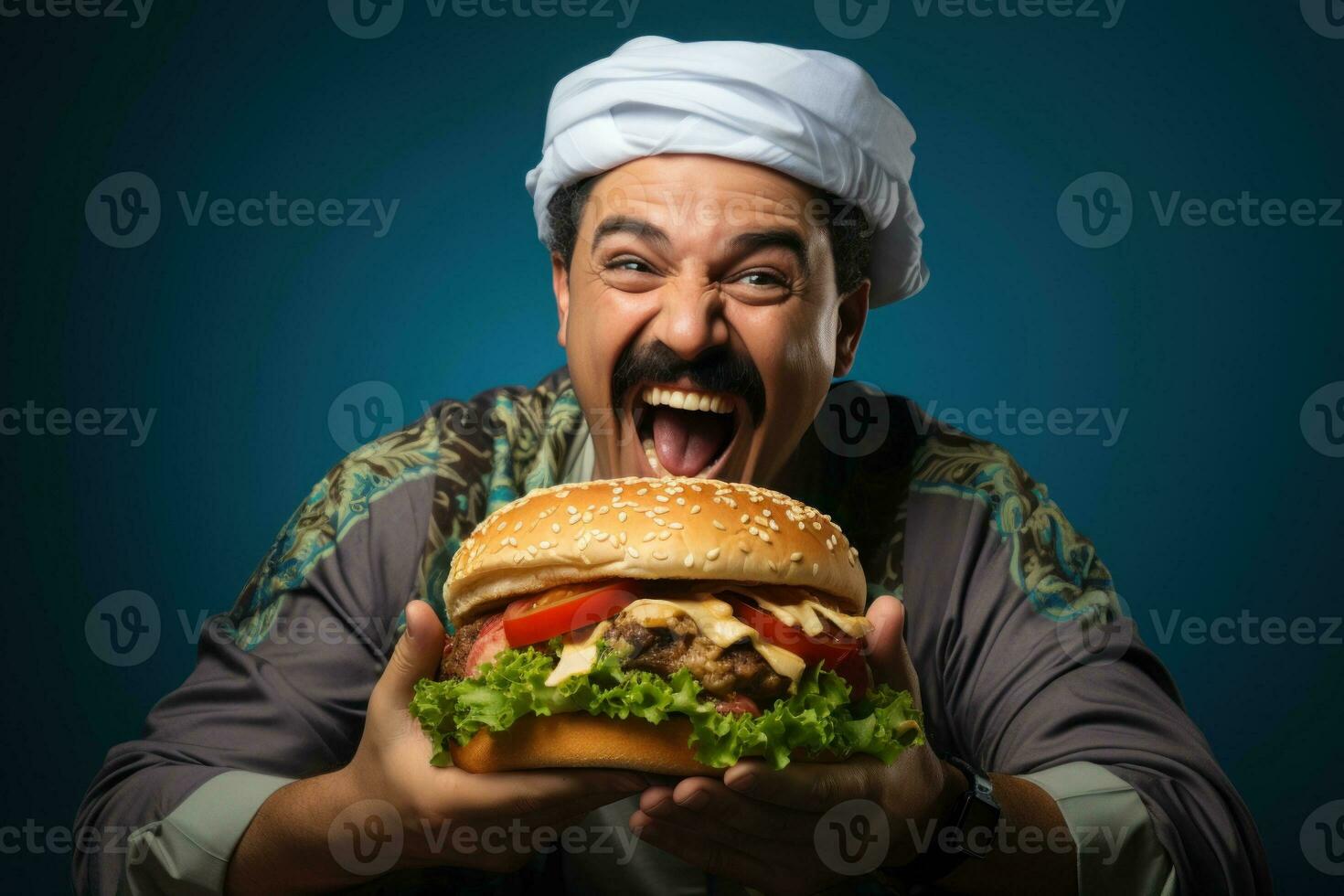 comiendo un hamburguesa de internacional gente. generativo ai foto