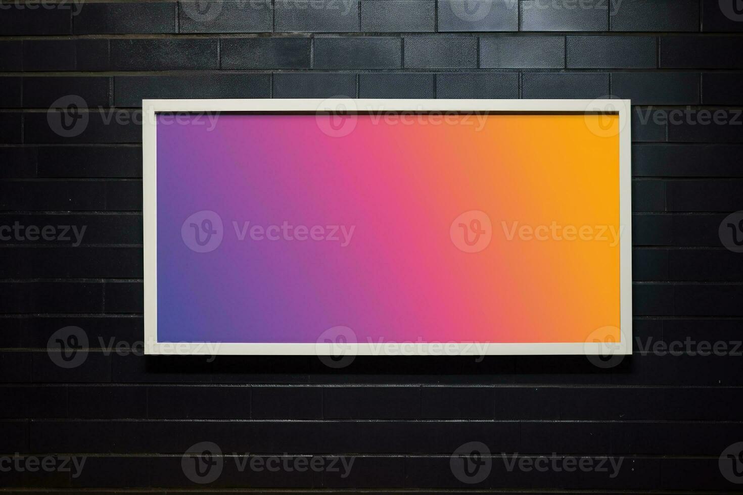 Blank advertising billboard mockup inside subway station. Generative AI photo